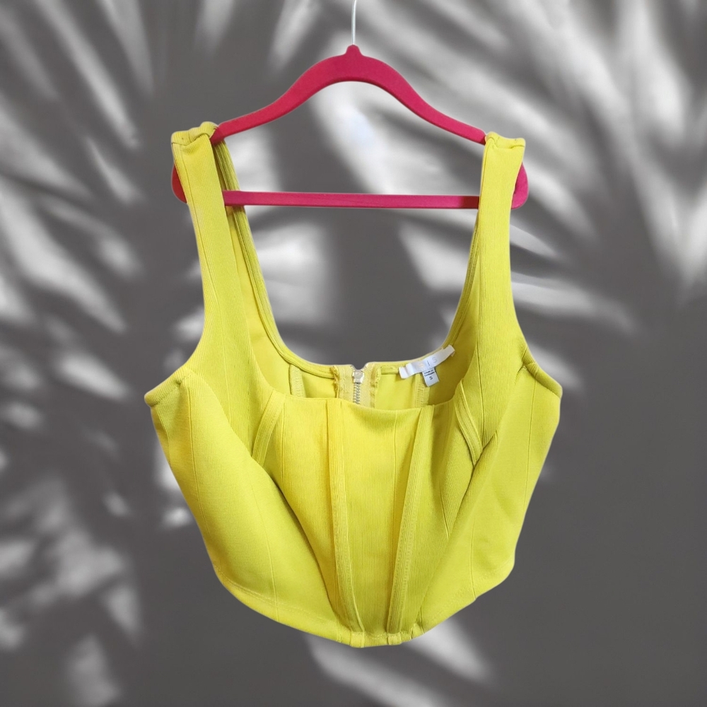 Iris Yellow Fitted Bustier Tank Top